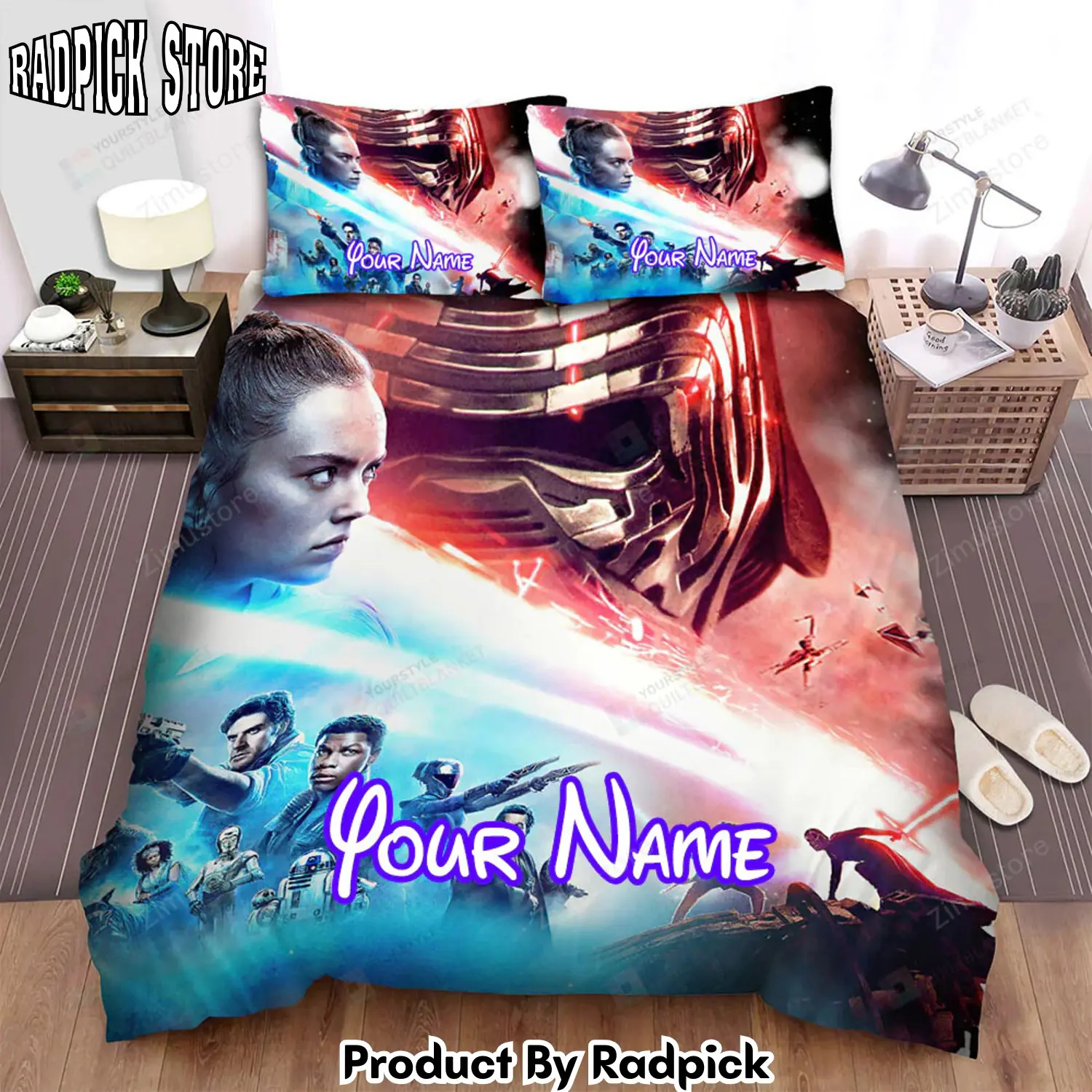 Radpick star wars episode ix the rise of skywalker scene movie with light sword movie picture bed sheets duvet cover personalized name bedding sets rp3271933